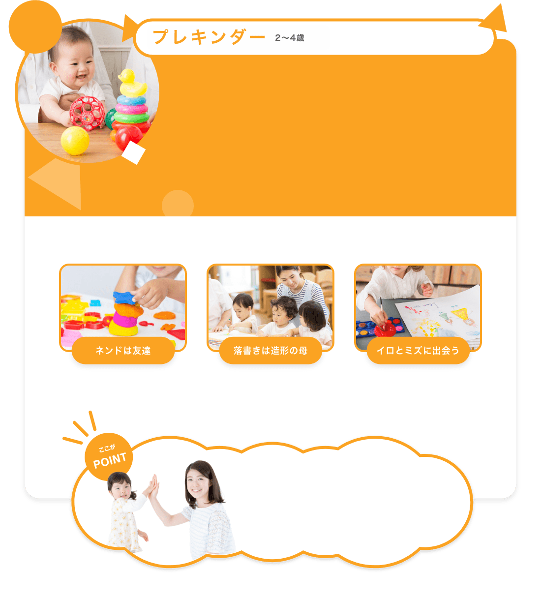 ベビークラス ２〜３歳 ネンドは友達　落書きは造形の母　イロとミズに出会う