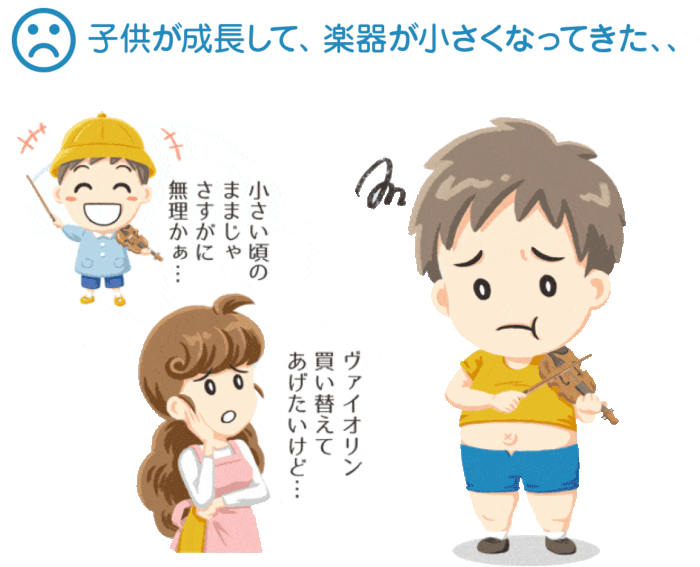 子供が成長して、楽器が小さくなってきた、、小さい頃のままじゃさすがに無理かぁヴァイオリン買い替えてあげたいけど