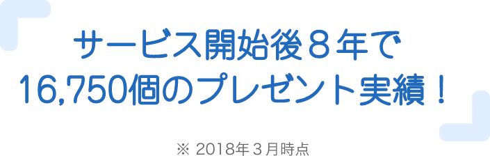 サービス開始後8年で16750個のプレゼント実績