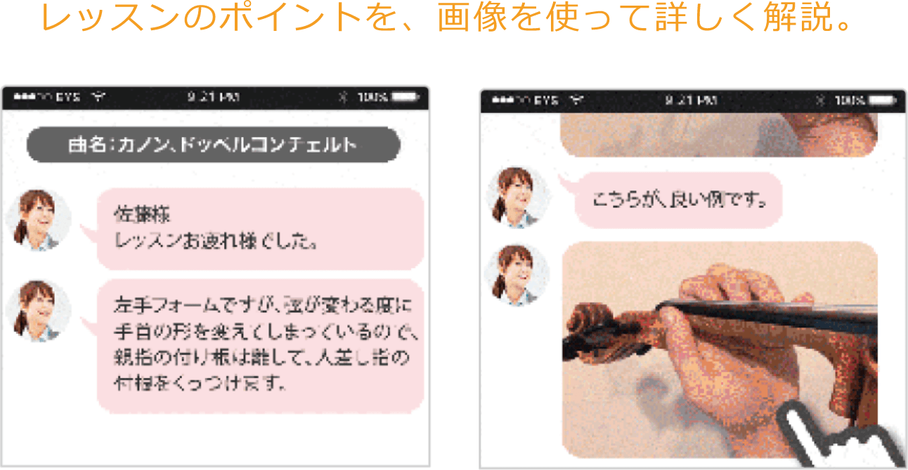 レッスンのポイントを、画像を使って詳しく解説。
